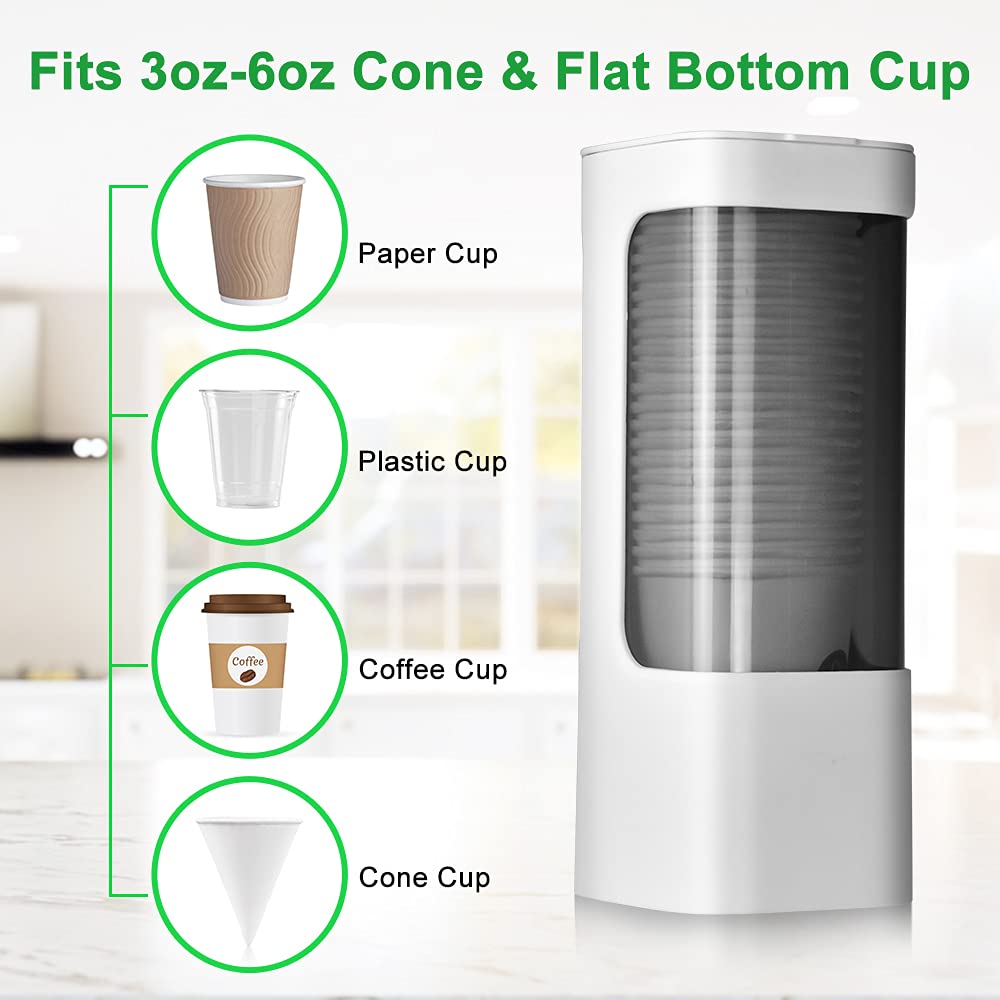 Cup Dispenser Wall Mounted Bathroom Cup Holder, 3Oz-5Oz Disposable Paper Cup Plastic Cup Dispenser, Water Cooler Dispenser Cup H